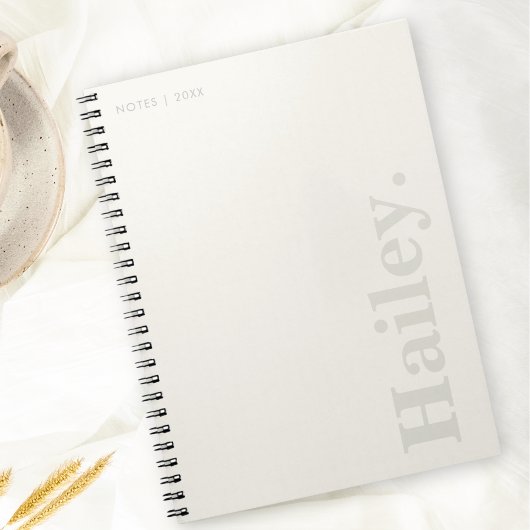 Carnet Monogramme Classic Élégant Minimal Ivory Blanc Nom