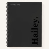 Carnet Monogramme Classic Élégant Minimal Nom noir (Devant)