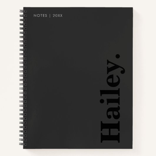 Carnet Monogramme Classic Élégant Minimal Nom noir (Devant)