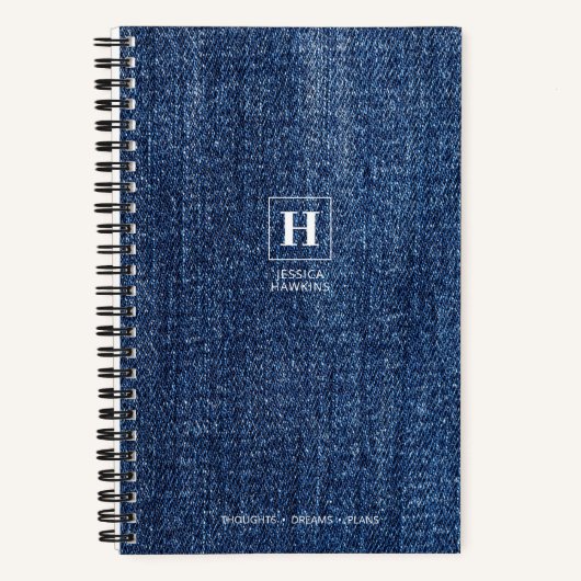 Carnet Monogramme Classique Denim Bleu Foncé Usé (Recto)