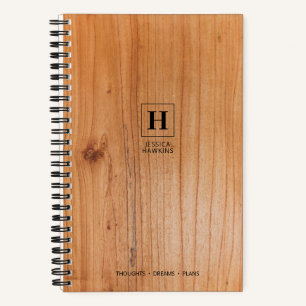 Carnet Monogramme Classique en Placage de Bois Riche