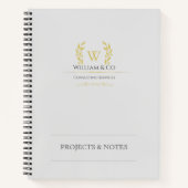 Carnet Monogramme classique Laurel Wreath Grey Gold (Devant)