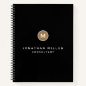 Carnet Monogramme classique minimal en or noir (Devant)