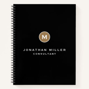 Carnet Monogramme classique minimal en or noir