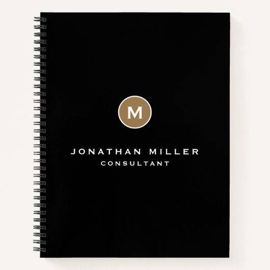 Carnet Monogramme classique minimal en or noir (Devant)