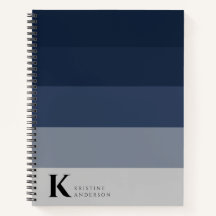 Monogramme classique moderne bleu ombre gris marin