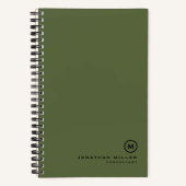 Carnet Monogramme classique noir olive minimal (Recto)