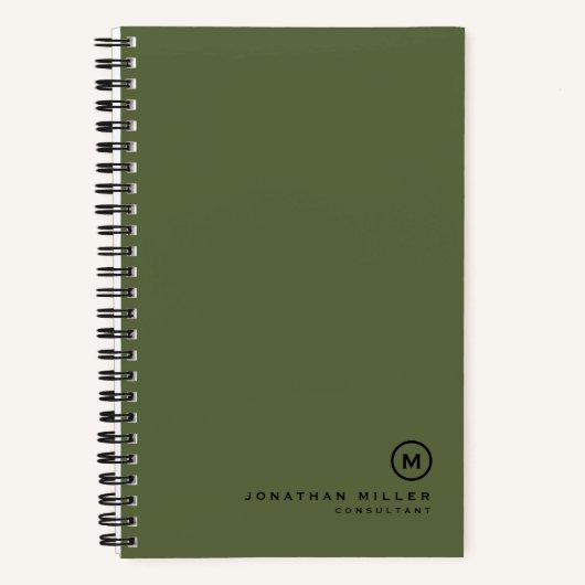 Carnet Monogramme classique noir olive minimal (Recto)