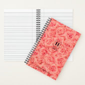 Carnet Monogramme Classique Roses En Bouquet Rose (À l'intérieur)