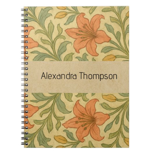 Carnet Monogramme classique William Morris Rustique vinta (Devant)