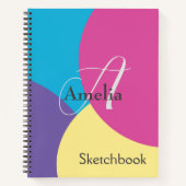 Carnet Monogramme coloré Nom Esquisse (Devant)