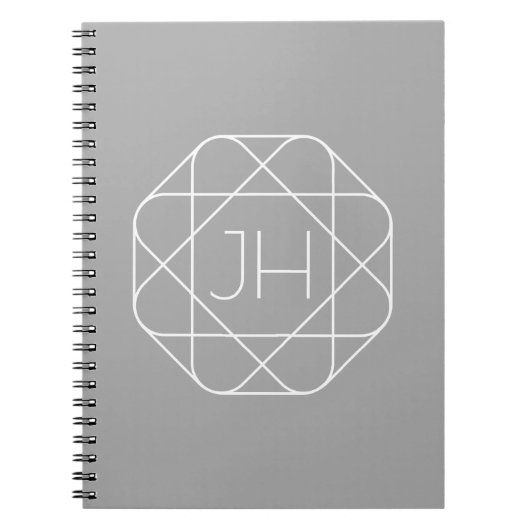 Carnet Monogramme Cool, Style de Logo Hip Vibe | Gris & B (Devant)