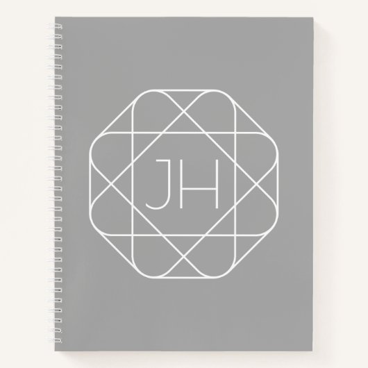 Carnet Monogramme Cool, Style de Logo Hip Vibe | Gris & B (Devant)