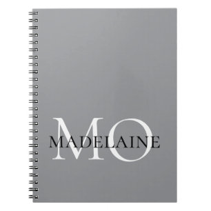 Carnet Monogramme couleur argent blanc Personnel