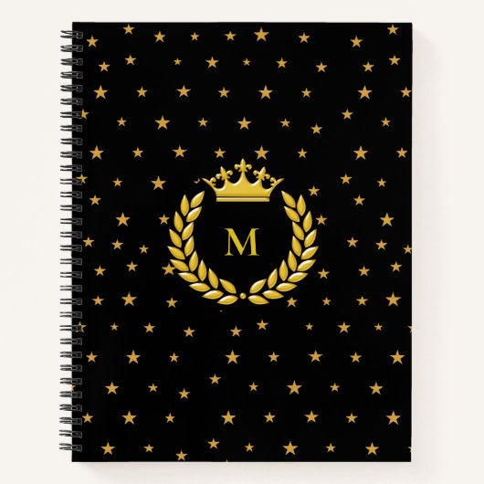 Carnet Monogramme, couronne, laurier et étoiles d'or sur (Devant)