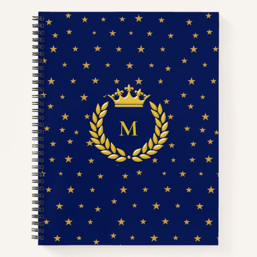 Carnet Monogramme, couronne, laurier et étoiles dorées su (Devant)
