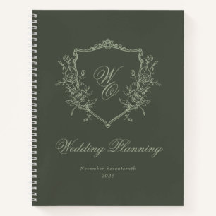 Carnet Monogramme Crest Olive Sage Wedding planner