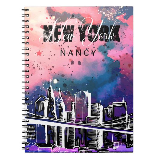 Carnet Monogramme, croquis, horizon de New York (Devant)