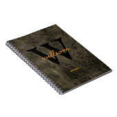 Carnet Monogramme cuir noir or script nom chic (Côté Droit)