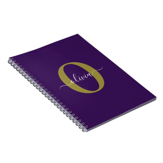 Carnet Monogramme customisé Nom du script Purple White Go (Côté Droit)