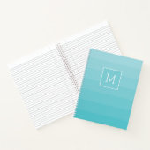 Carnet Monogramme Cyan Bleu Nuances Horizontales (Intérieur)
