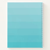 Carnet Monogramme Cyan Bleu Nuances Horizontales (Dos)