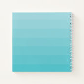 Carnet Monogramme Cyan Bleu Nuances Horizontales (Dos)