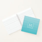 Carnet Monogramme Cyan Bleu Nuances Horizontales (Intérieur)