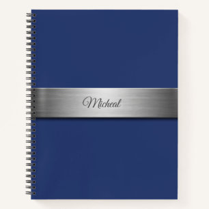 Carnet Monogramme d'accentuation métallique bleu marine