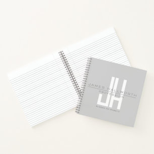 Carnet Monogramme d'affaires au look moderne   Gris