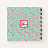 Carnet Monogramme Dainty Fleurs roses Turquoises (Dos)