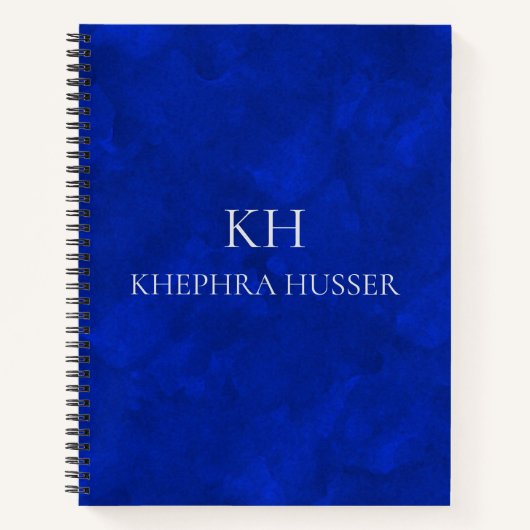 Carnet Monogramme d'aquarelle bleu riche (Devant)