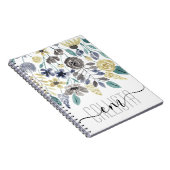 Carnet Monogramme d'aquarelle florale gris moderne (Côté Droit)