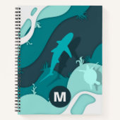 Carnet Monogramme d'art Abstrait cool requin (Devant)