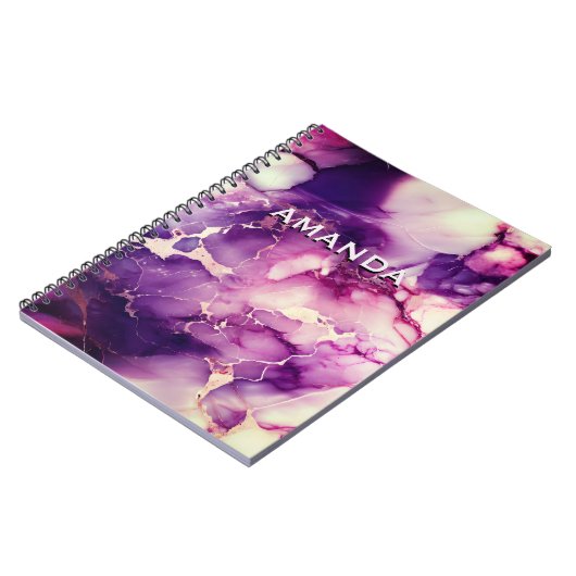 Carnet monogramme d'art en marbre chic à parties scintill (Côté gauche)