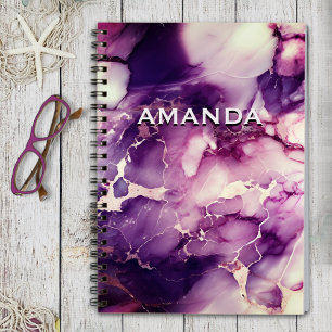 Carnet monogramme d'art en marbre chic à parties scintill