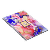 Carnet Monogramme d'art fluide rouge violet Abstrait (Côté Droit)