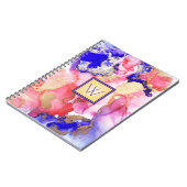 Carnet Monogramme d'art fluide rouge violet Abstrait (Côté gauche)