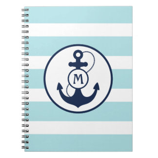 Carnet Monogramme de Ancre marine bleu clair