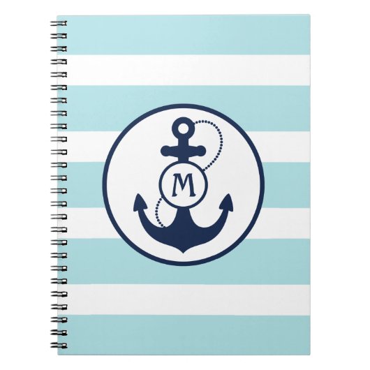 Carnet Monogramme de Ancre marine bleu clair (Devant)