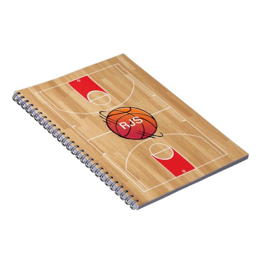 Carnet Monogramme de basket-ball sur terrain de basket-ba (Côté Droit)