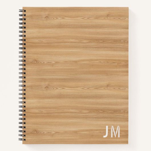 Carnet Monogramme de bois naturel (Devant)