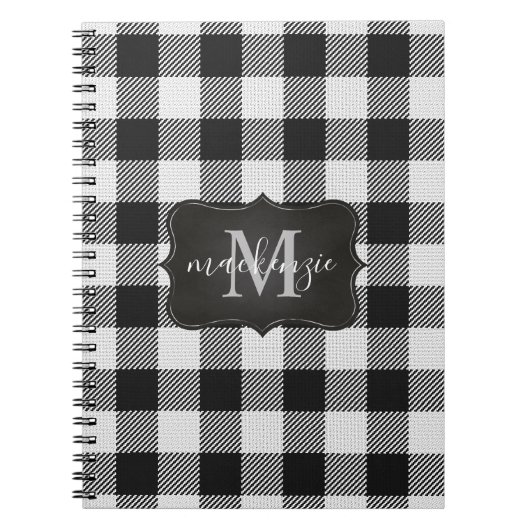 Carnet Monogramme de Buffle Blanc Noir Moderne (Devant)