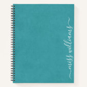 Carnet Monogramme de calligraphie Turquoise chic (Devant)