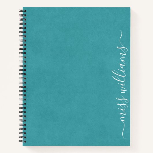 Carnet Monogramme de calligraphie Turquoise chic (Devant)