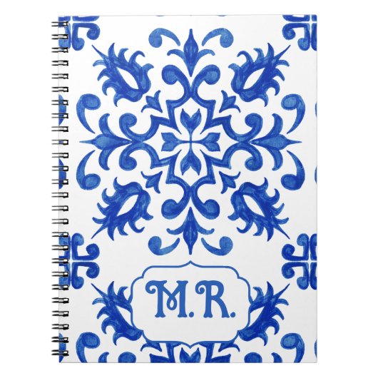 Carnet Monogramme de carreau bleu portugais (Devant)