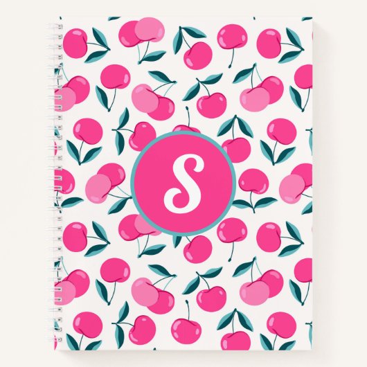 Carnet Monogramme de cerises roses (Devant)