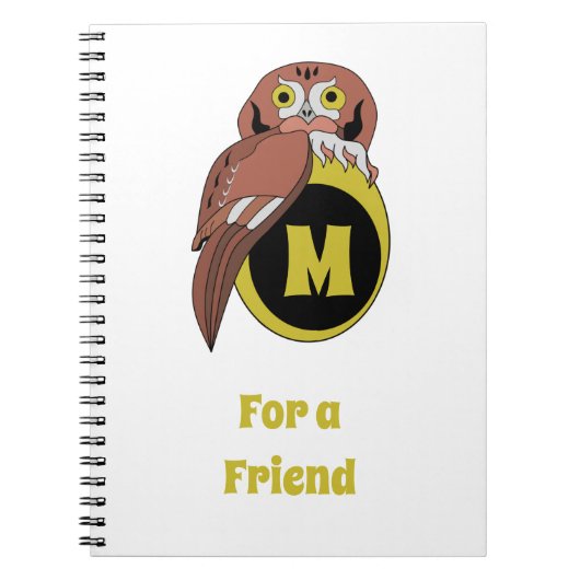 Carnet Monogramme de Chouette de l'Est (Devant)