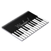 Carnet Monogramme de clavier de piano noir et blanc (Côté gauche)
