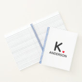 Carnet Monogramme de coeur Rouge moderne minimaliste mou (Intérieur)